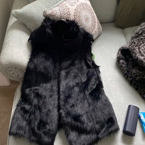 Black faux fur vest